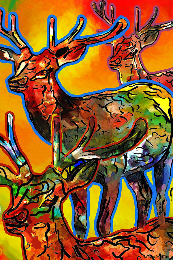 Elk Expressions Digital Art by Jo-Anne Gazo-McKim