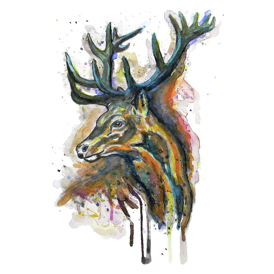 Elk Head Painting by Marian Voicu