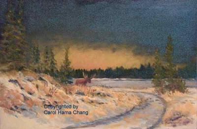 Elk Island Spring Thaw With Moose Painting by Carol Hama Chang Elk Island Spring Thaw With Moose Painting by Carol Hama Chang