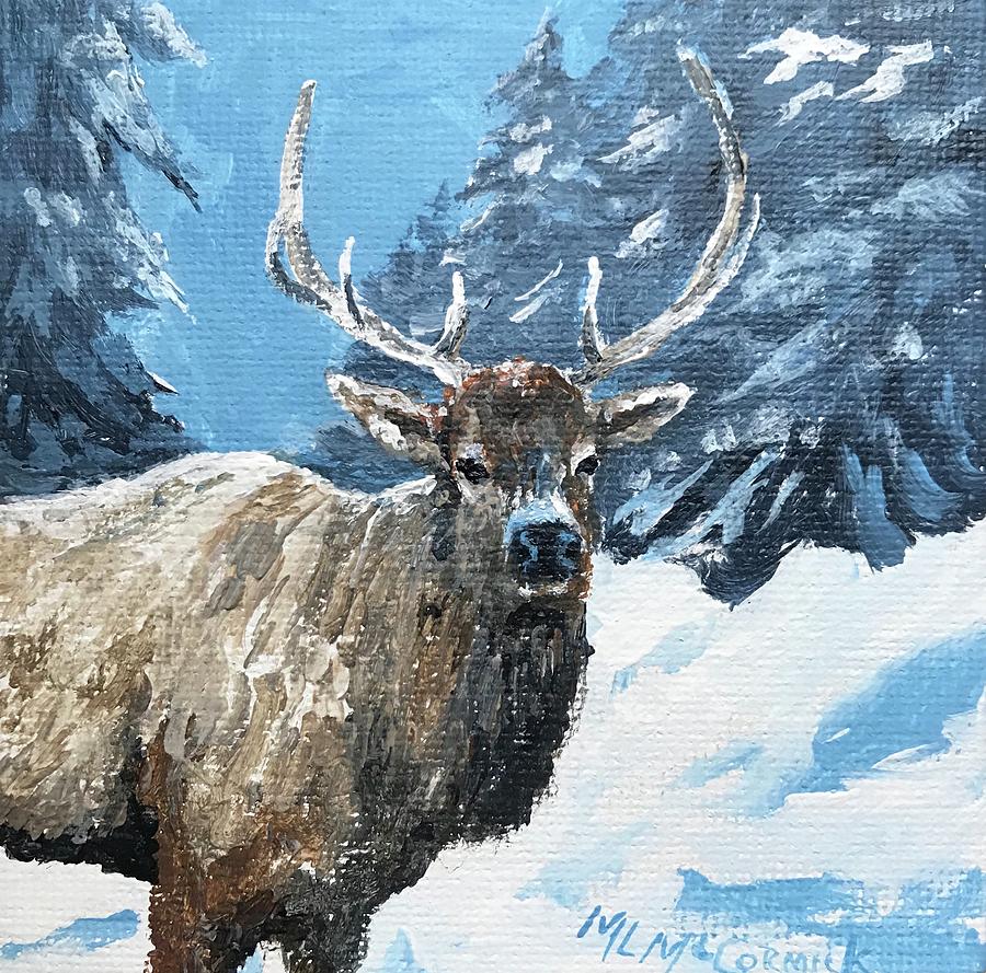 Elk of the Tetons Painting by ML McCormick