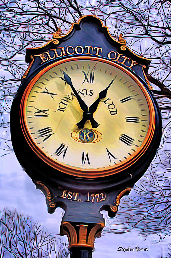 Phoenix Digital Art - Ellicott City Clock by Stephen Younts