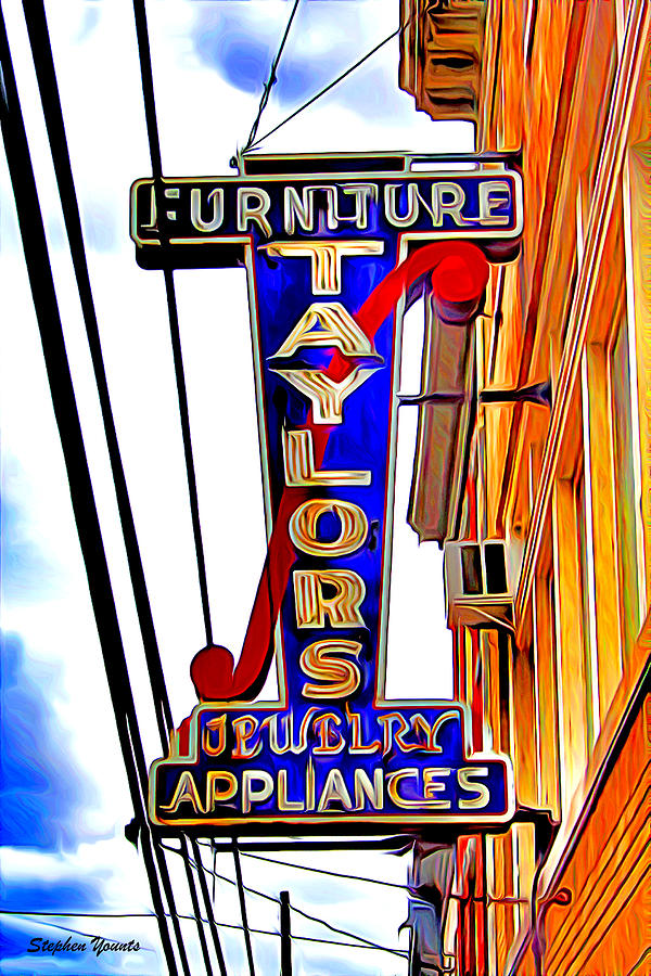 Architecture Digital Art - Ellicott City Taylors Sign by Stephen Younts