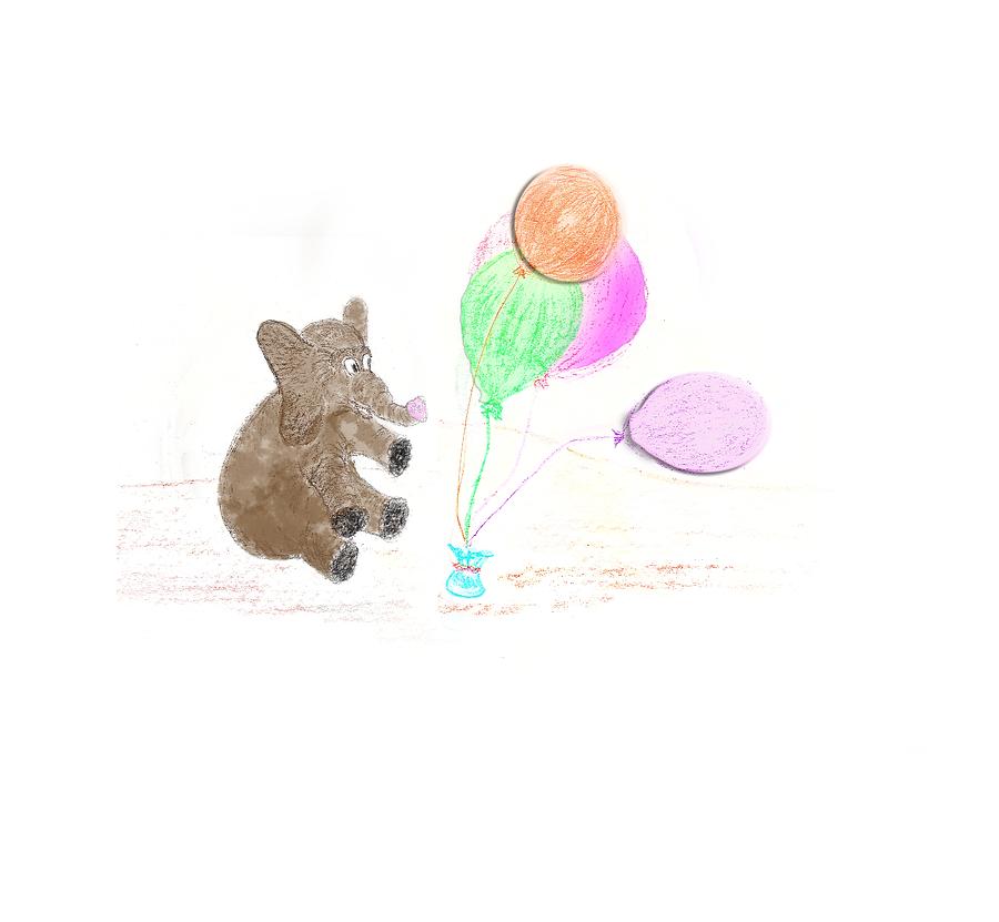 Ellie and Balloons Digital Art by Judy Hall-Folde