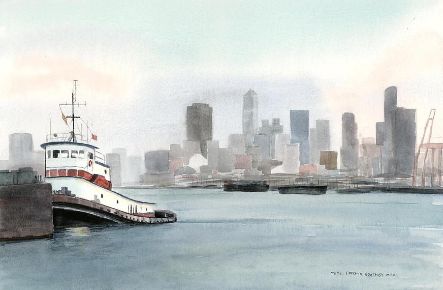 Elliott Bay Tugboat Painting by Mimi Boothby