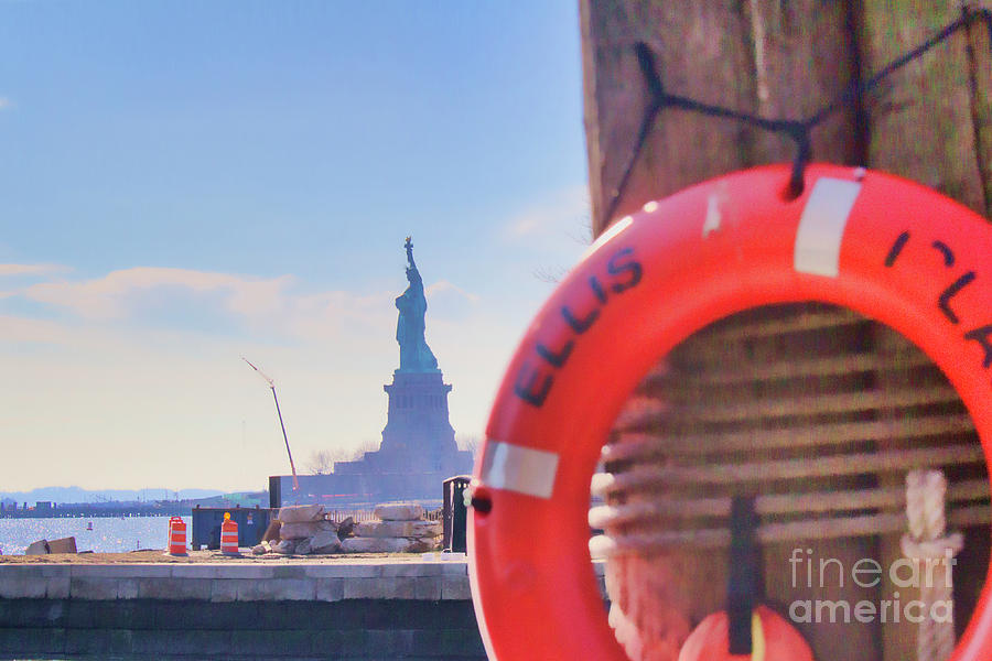 Ellis Island Statue of Liberty Color  Photograph by Chuck Kuhn