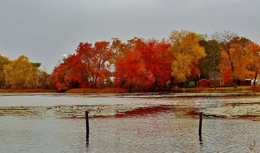 Elmer Lake in Autumn Photograph by Ed Sweeney