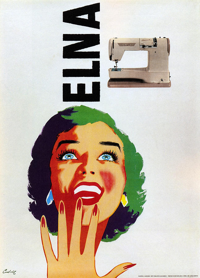 Vintage Mixed Media - Elna - Computerized Sewing Machine Company - Vintage Advertising Poster by Studio Grafiikka