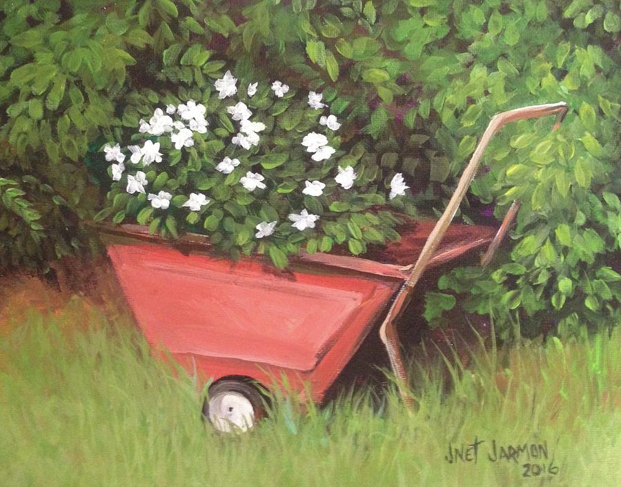 Eloises Garden Cart Painting by Jeanette Jarmon