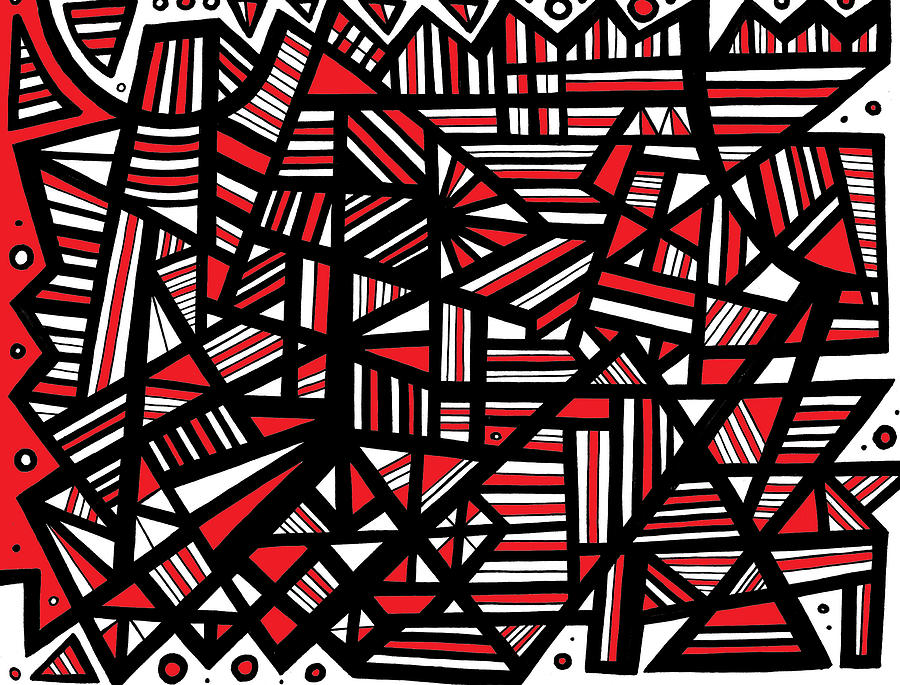 Abstract Paintings Black And White And Red