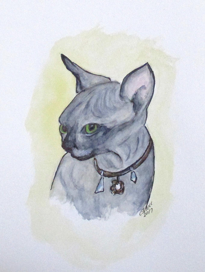 Else The Sphynx Kitten Painting by Clyde J Kell