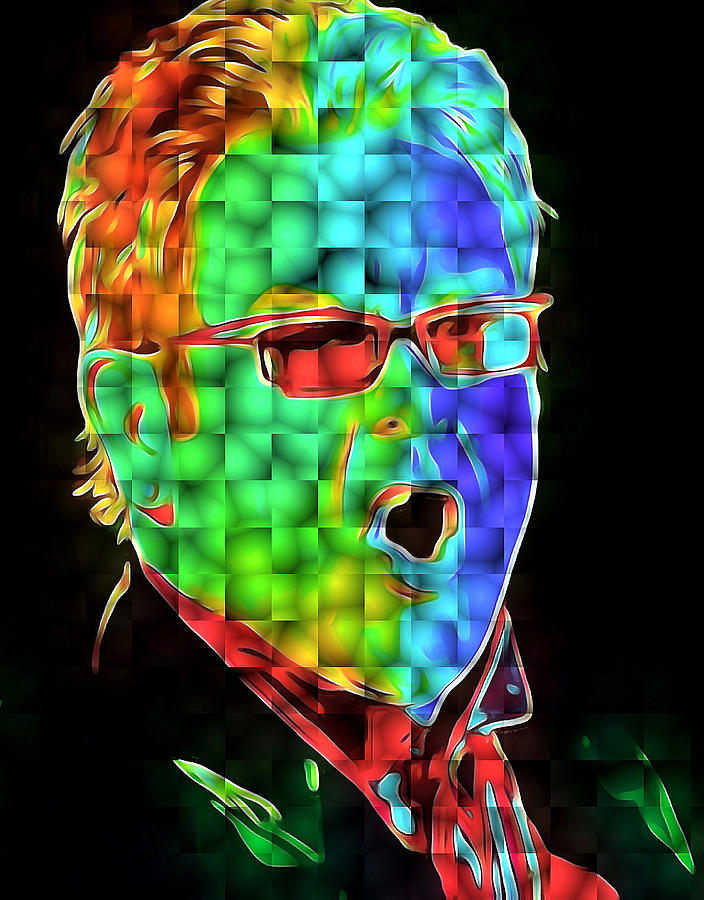 Elton Digital Art - Elton John in Cubes 2 by Yury Malkov Elton Digital Art - Elton John in Cubes 2 by Yury Malkov