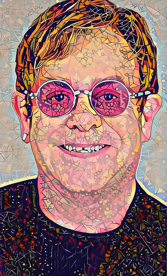 Elton Digital Art - Elton John Triangles Portrait by Yury Malkov Elton Digital Art - Elton John Triangles Portrait by Yury Malkov