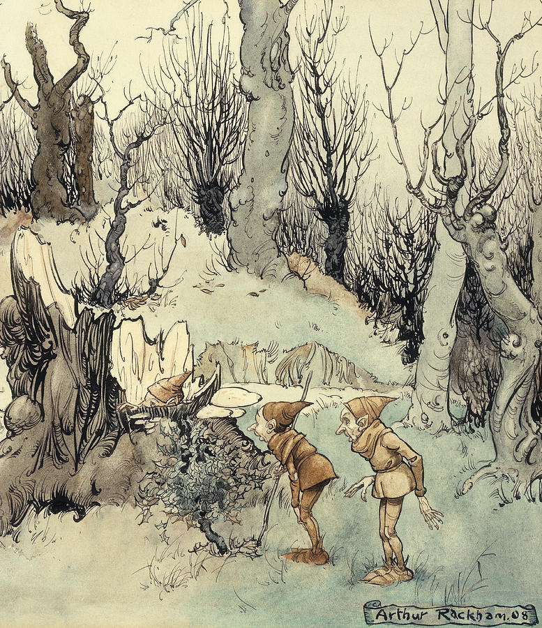 Elves in a Wood Painting by Arthur Rackham