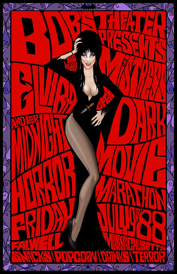 Elvira Digital Art - Elviras Midnight Movie Marathon by Christopher Ables