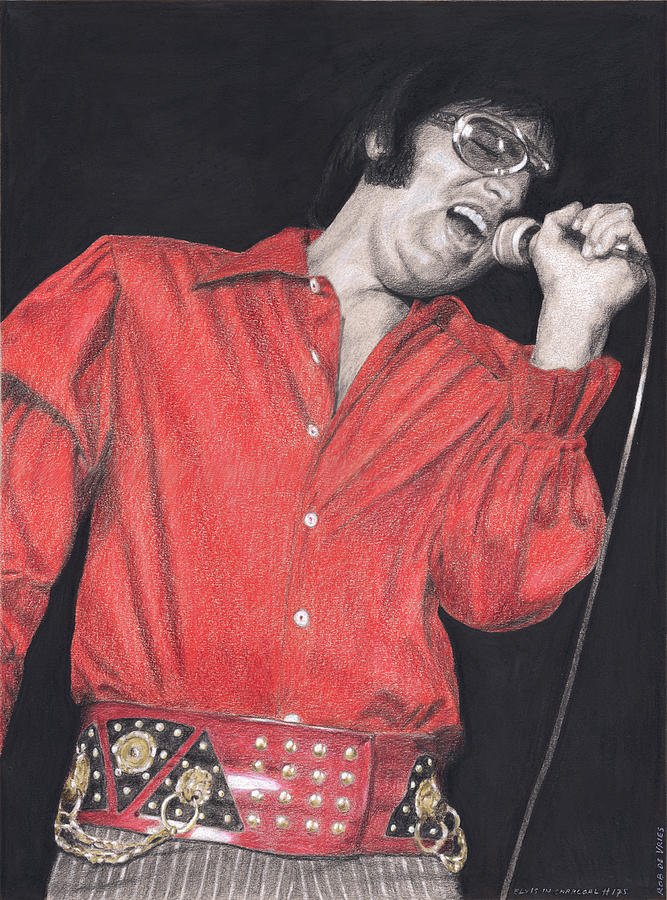 Elvis in Charcoal #175, No title Drawing by Rob De Vries