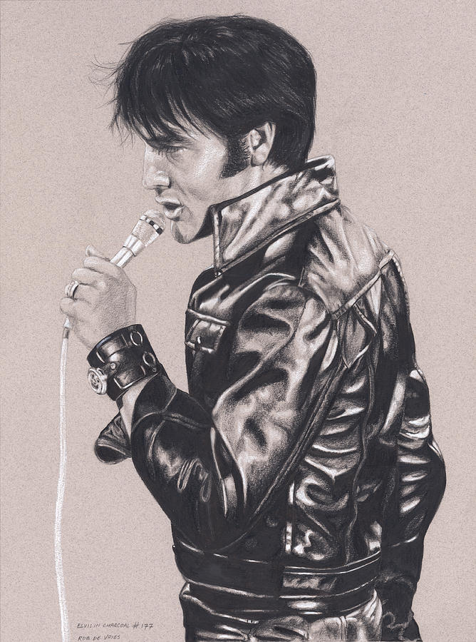 Elvis in Charcoal #177, No title Drawing by Rob De Vries