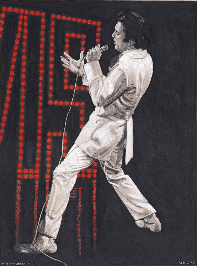 Elvis in Charcoal #178, No title Drawing by Rob De Vries