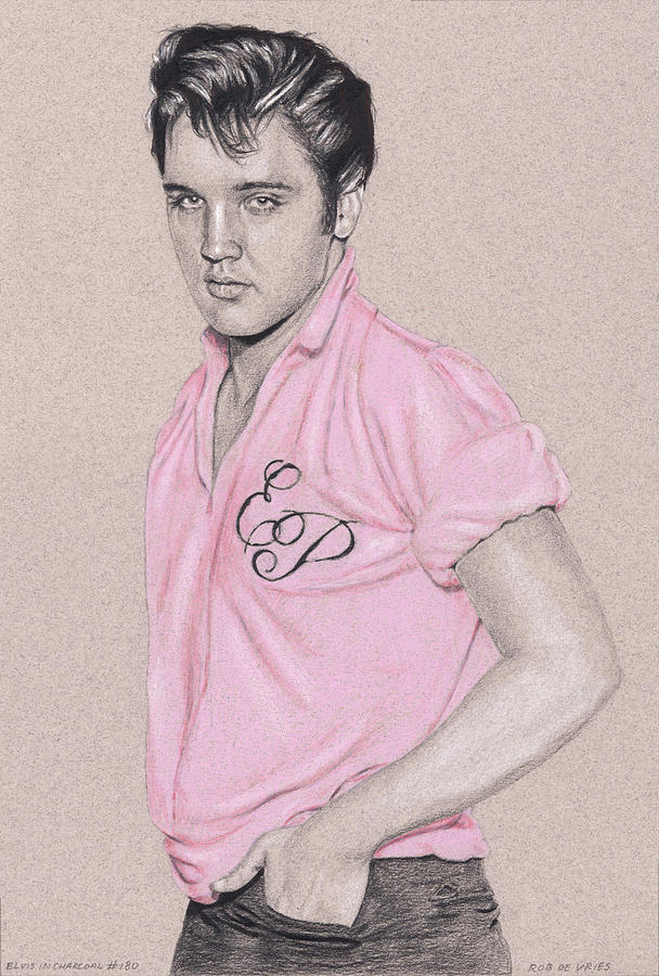 Elvis in Charcoal #180, No title Drawing by Rob De Vries