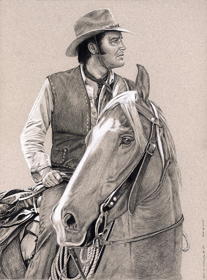 Elvis in Charcoal #181, No title Drawing by Rob De Vries