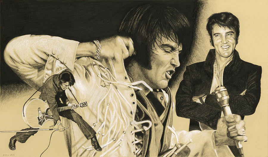 Elvis in Charcoal #183, No title Drawing by Rob De Vries