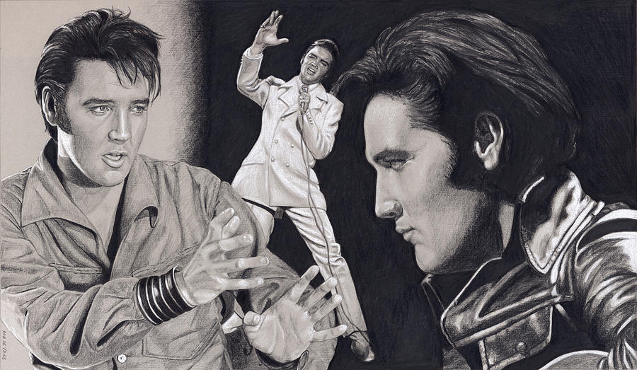 Elvis in Charcoal #184, No title Drawing by Rob De Vries