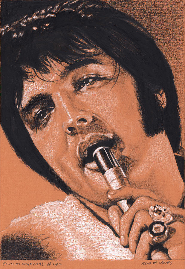 Elvis in Charcoal no.170, No title Drawing by Rob De Vries