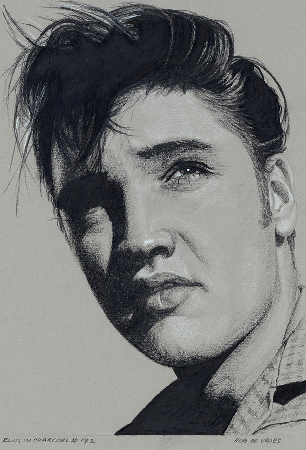 Elvis in Charcoal no.172, No title Drawing by Rob De Vries