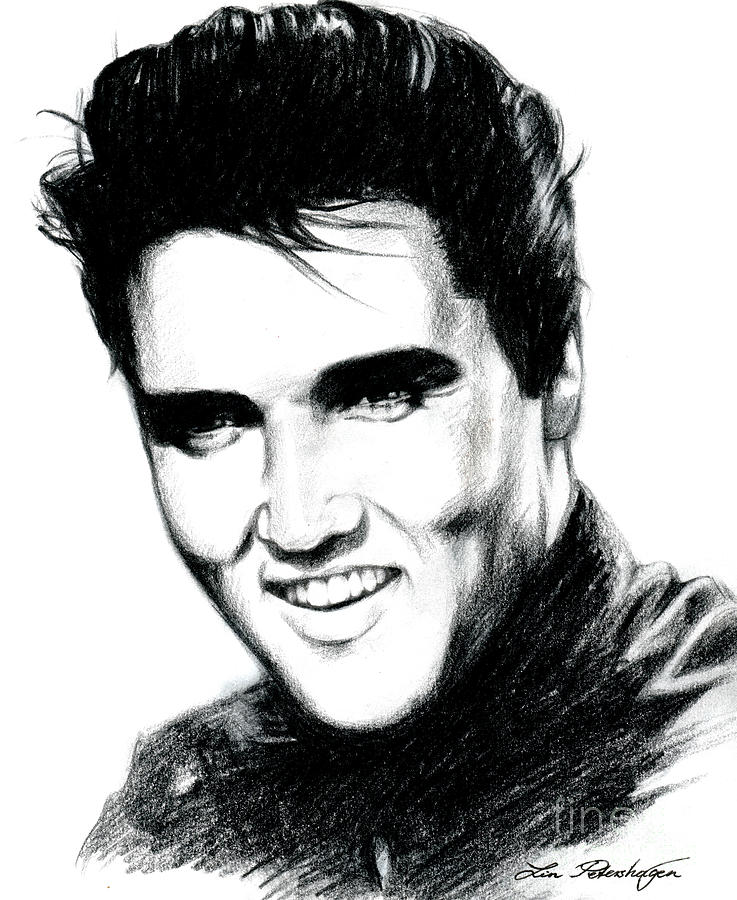 elvis black and white drawing
