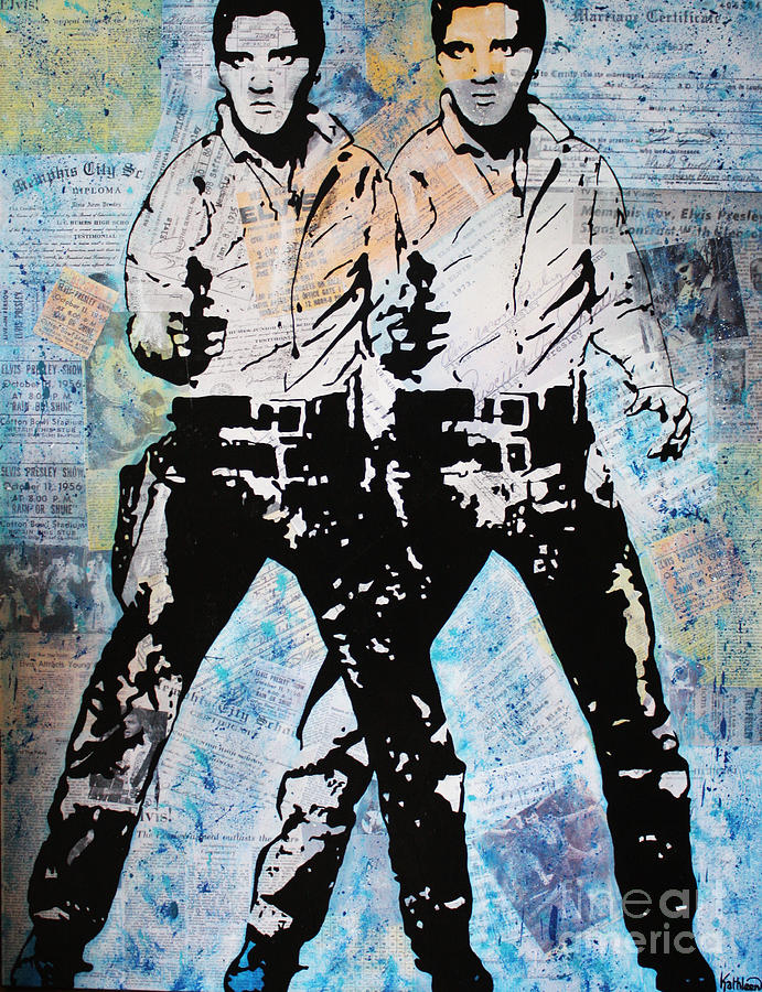 ELVIS PRESLEY Blue Suede Shoes Mixed Media by Kathleen Artist PRO