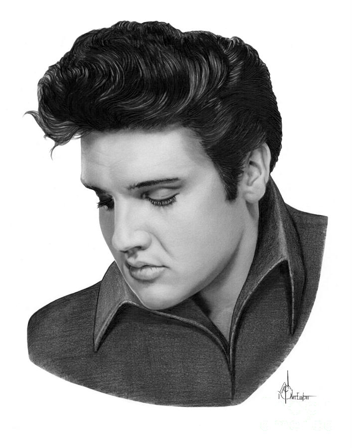 Elvis Presley Drawing Drawing by Murphy Elliott