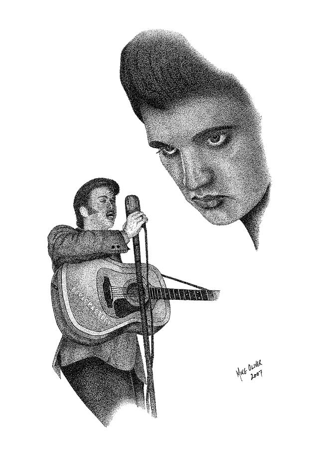 Elvis Presley Drawing Pointallism Drawing by Mike Oliver Pixels