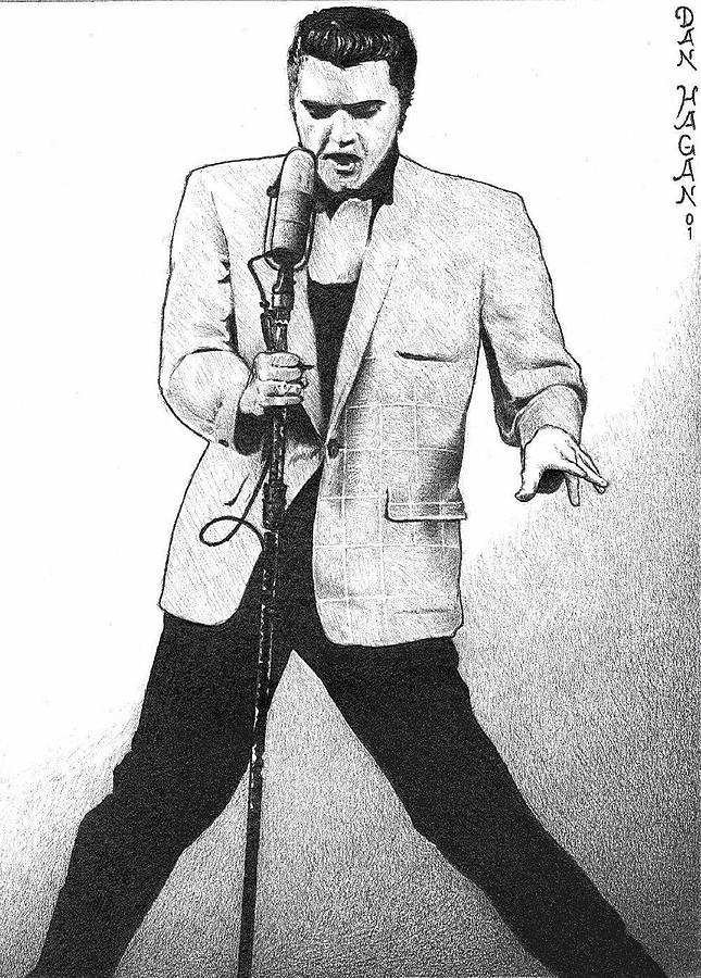 Elvis Presley I Drawing by Dan Clewell
