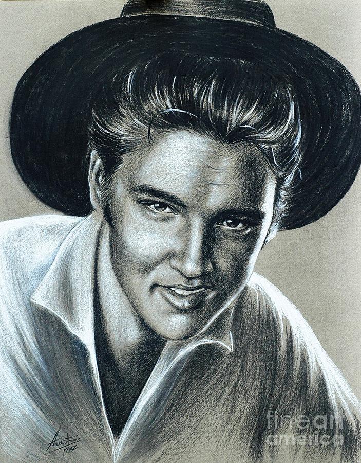 elvis black and white drawing