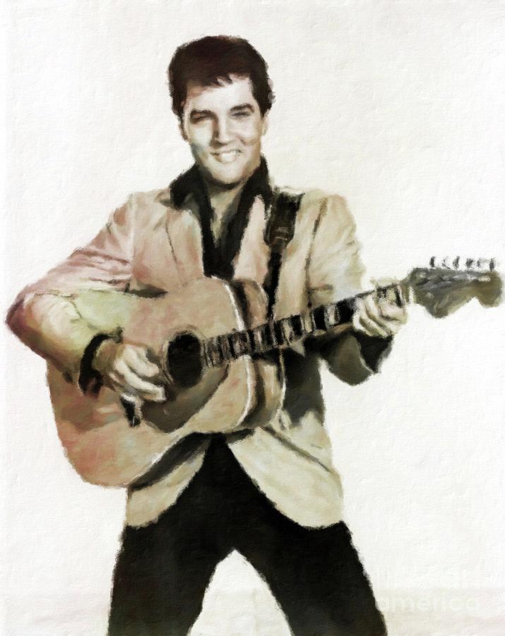 Elvis Presley, Music Legend By Mary Bassett Painting