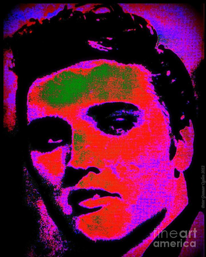 Elvis Presley on Fire Digital Art by Peter Ogden