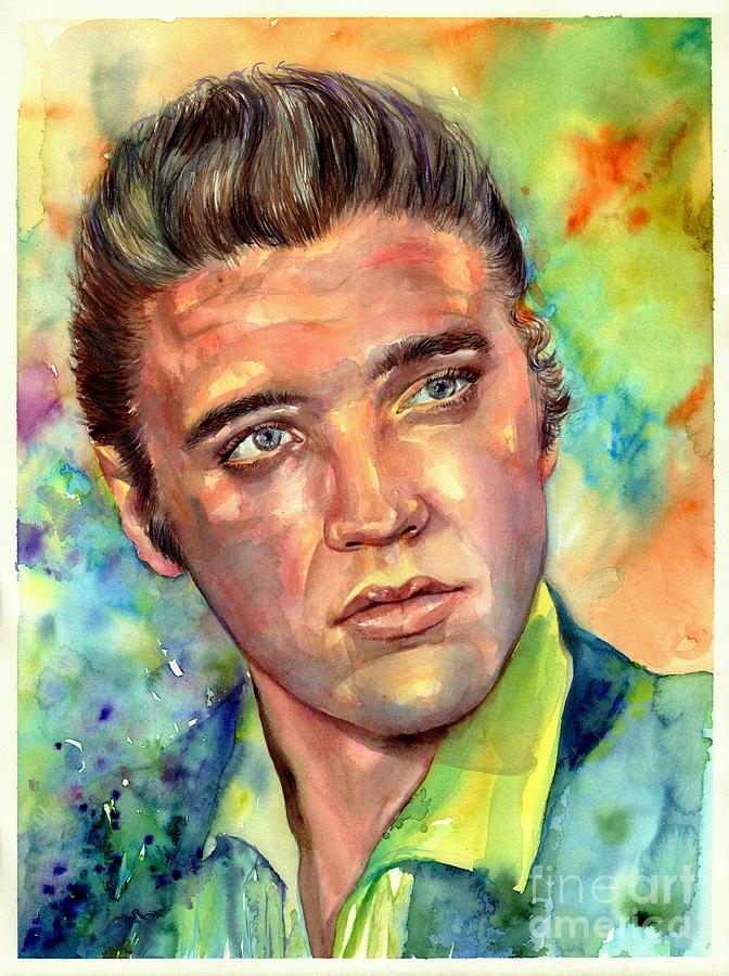 Elvis Presley Painting - Elvis Presley watercolor by Suzann Sines