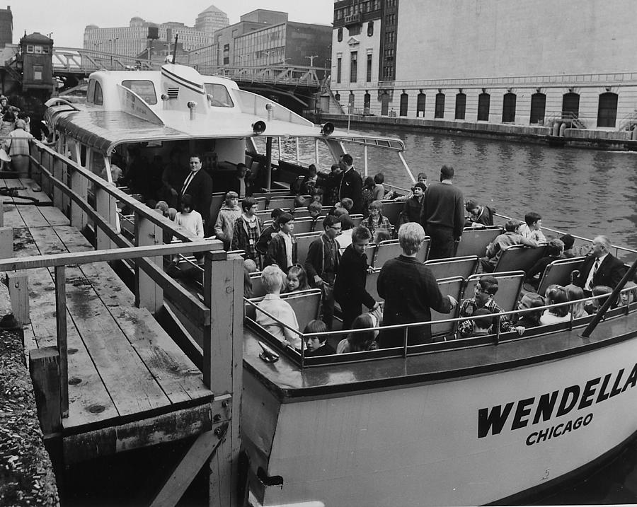 Embarking on Boat Tour of Chicago Photograph by Chicago and North Western Historical Society