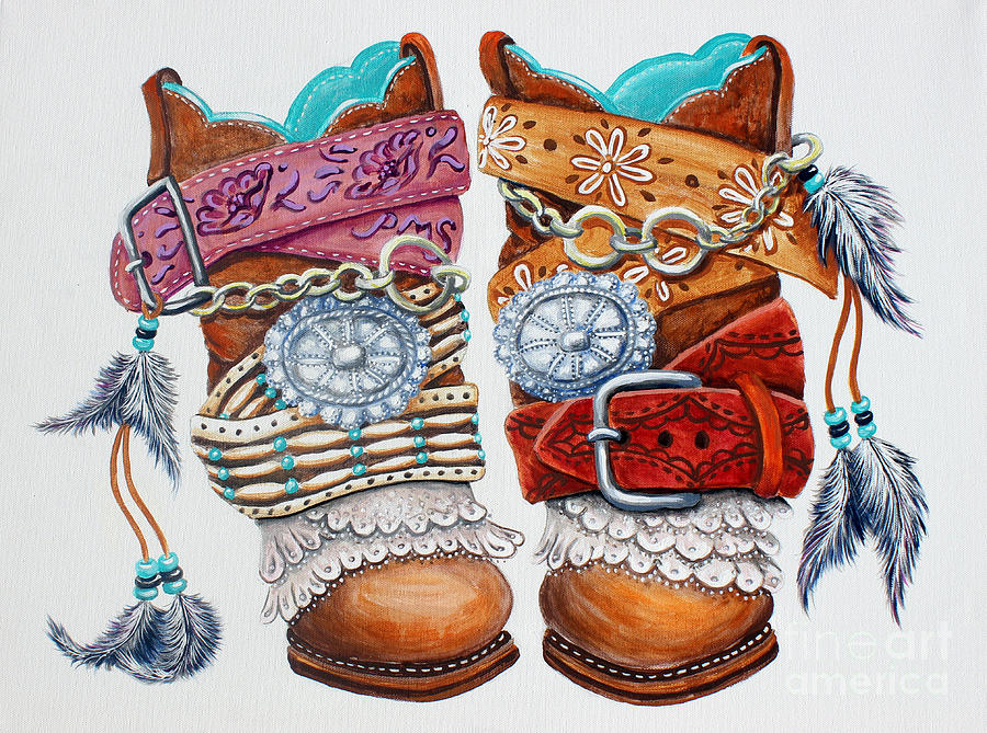 Embellished Boots Painting by Pechez Sepehri