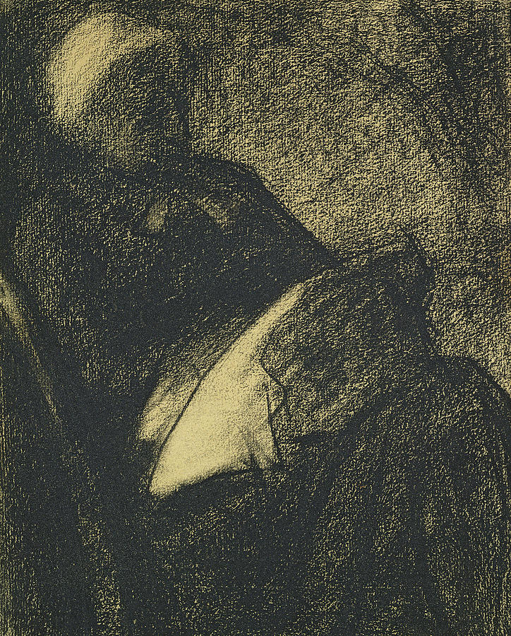 Embroiderer Drawing - Embroiderer by Georges Pierre Seurat Embroiderer Drawing - Embroiderer by Georges Pierre Seurat