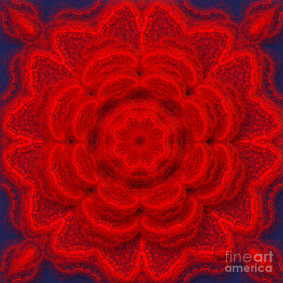 Embroidery art - Floral red by RGiada Digital Art by Giada Rossi