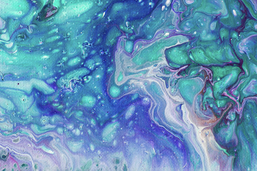 Emerald and Amethyst Fragment 2 Abstract Fluid Acrylic Painting Photograph by Jenny Rainbow