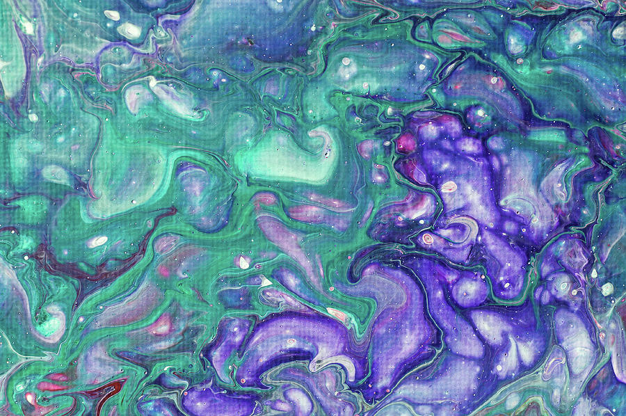 Emerald and Amethyst Fragment 3. Abstract Fluid Acrylic Painting Photograph by Jenny Rainbow
