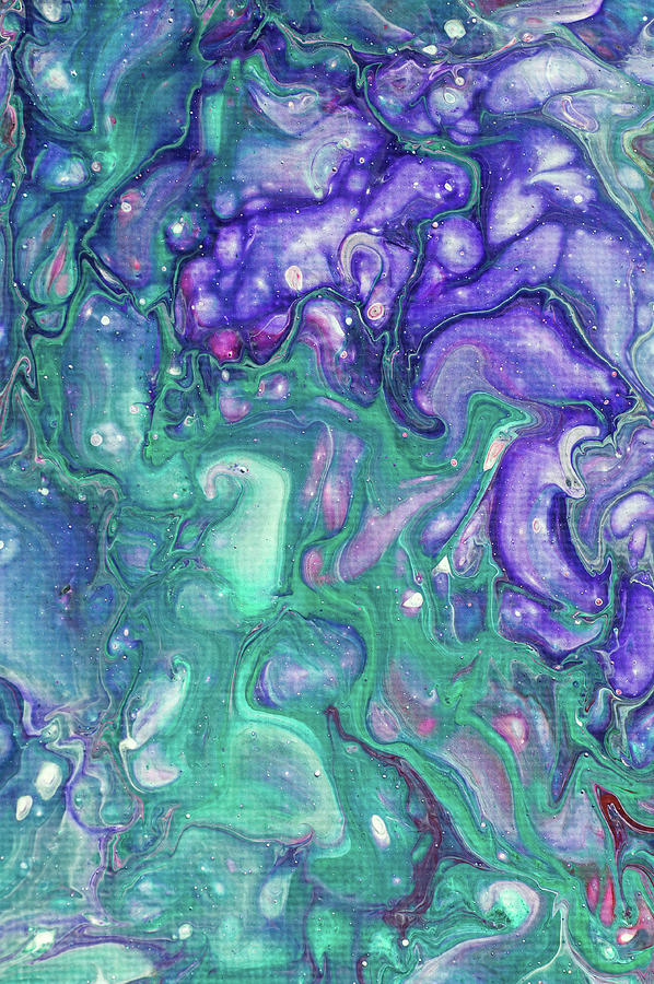 Emerald and Amethyst Fragment 4. Abstract Fluid Acrylic Painting Photograph by Jenny Rainbow