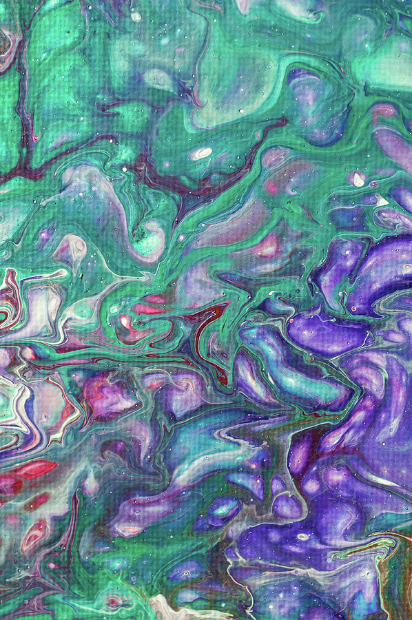 Emerald and Amethyst Fragment 5. Abstract Fluid Acrylic Painting Photograph by Jenny Rainbow