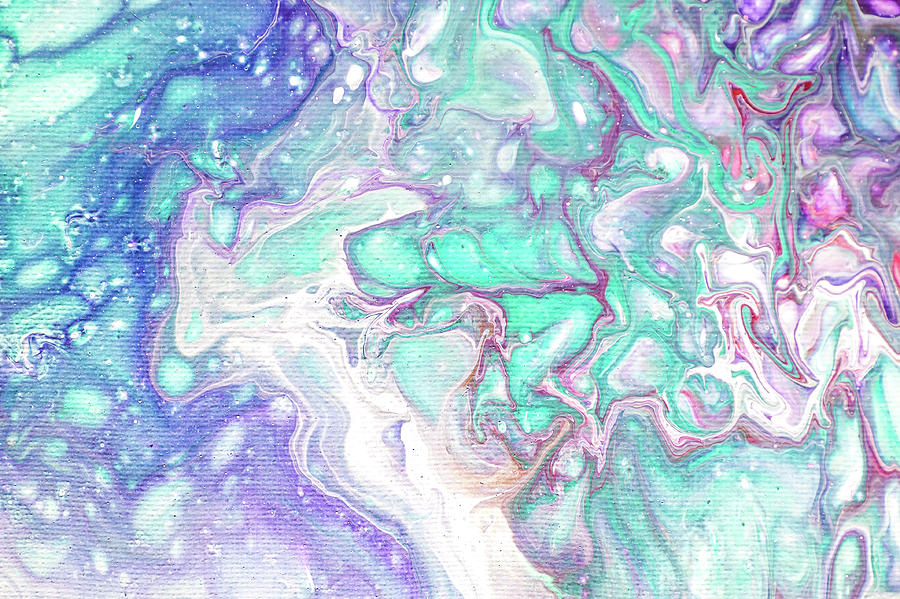 Emerald and Amethyst  Fragment 7.  Abstract Fluid Acrylic Painting Photograph by Jenny Rainbow