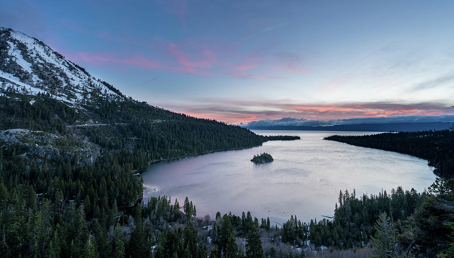 Emerald Bay on Lake Tahoe with snow on mountains Photograph by Steven Heap
