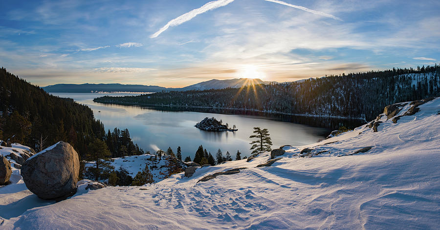 Emerald Bay Winter Sunburst by Brad Scott Photograph by Brad Scott