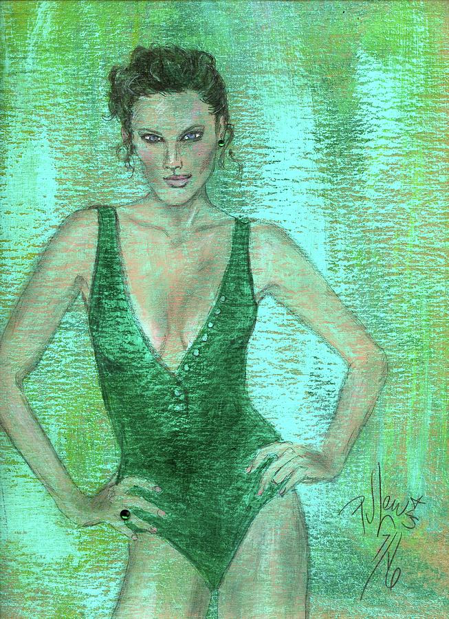 Portrait Painting - Emerald Greem by PJ Lewis