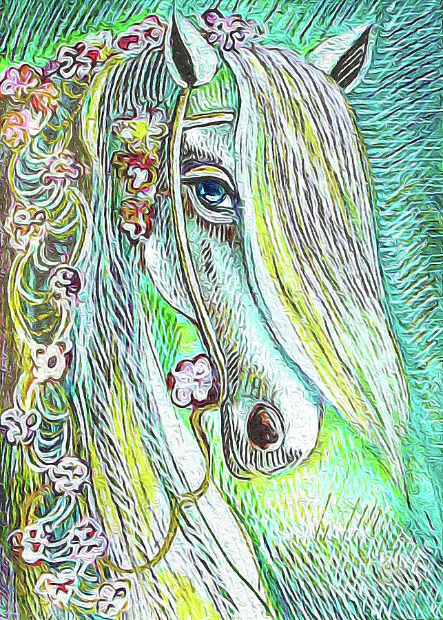 Emerald Horse Painting by Eva Campbell