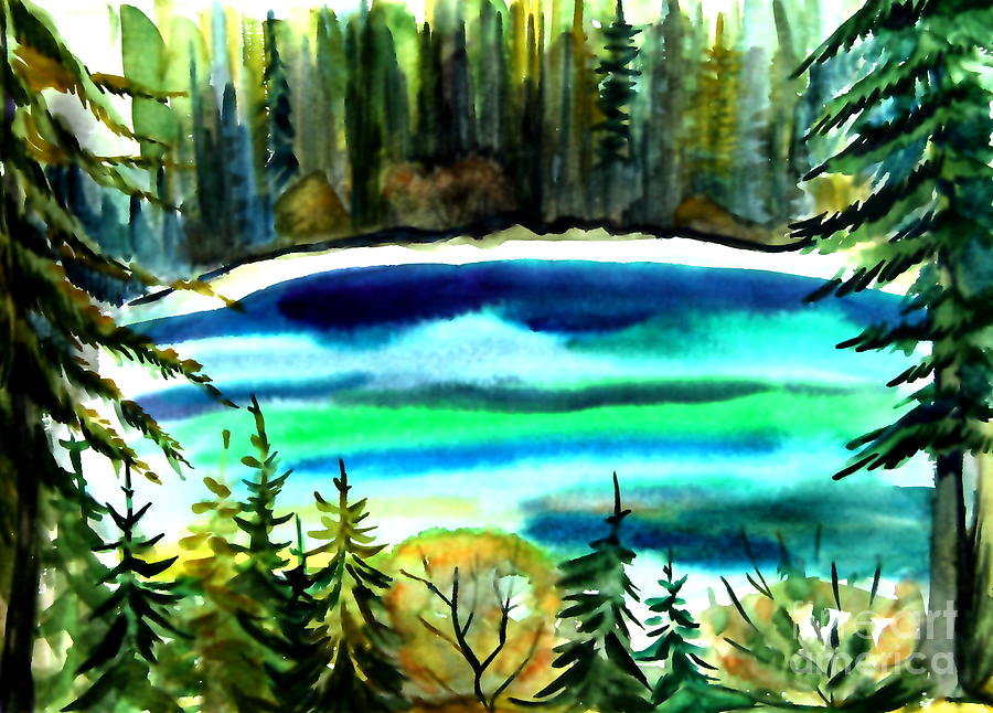 Emerald in the Forest Painting by Anna  Duyunova